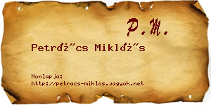Petrács Miklós névjegykártya
